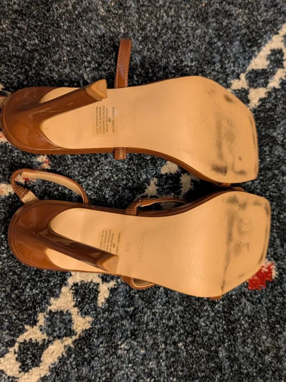 Steve Madden Gracey Cognac Patent Strappy Slingback Heels Size 6M